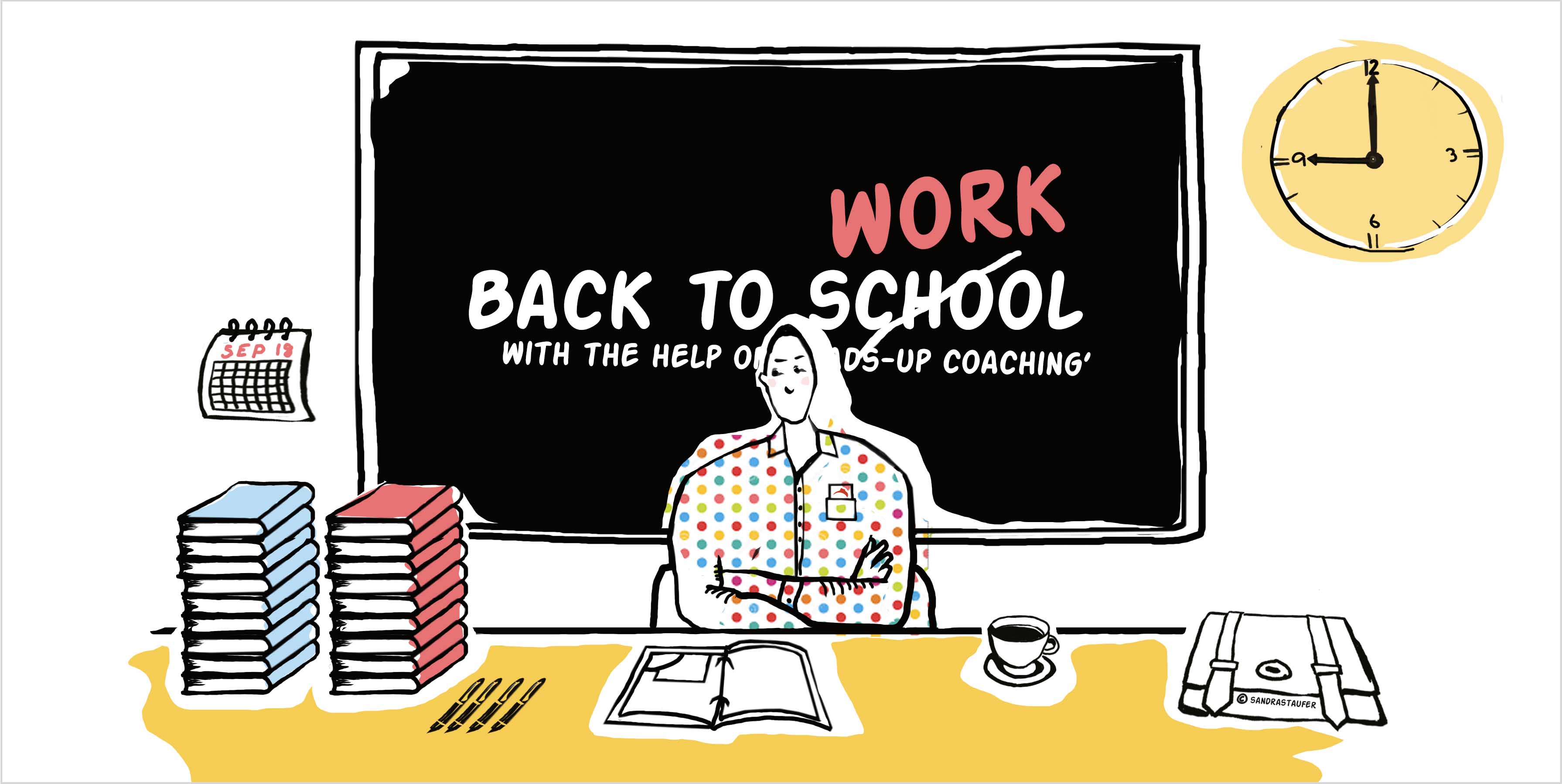 Illustration by #sandrastaufer for Heads-up Coaching: 'Time Management'